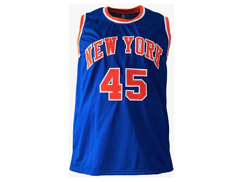 Jericho Sims Signed New York Blue Basketball Pro Style Jersey (JSA)
