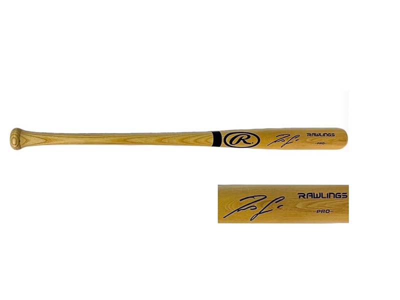 Ronald Acuna Jr Autographed Rawlings Blonde Baseball Bat JSA
