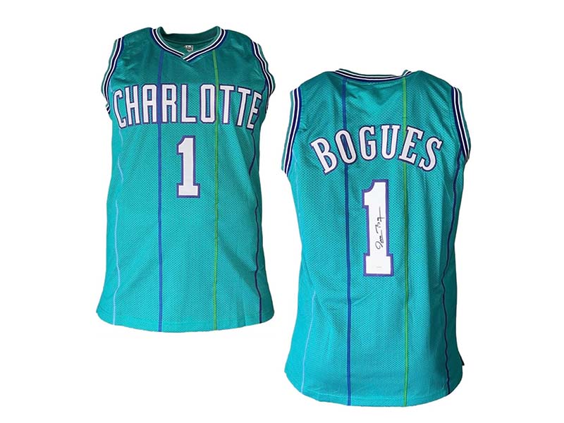 Muggsy Bogues Signed Charlotte Pro Style Teal Basketball Jersey (Beckett)