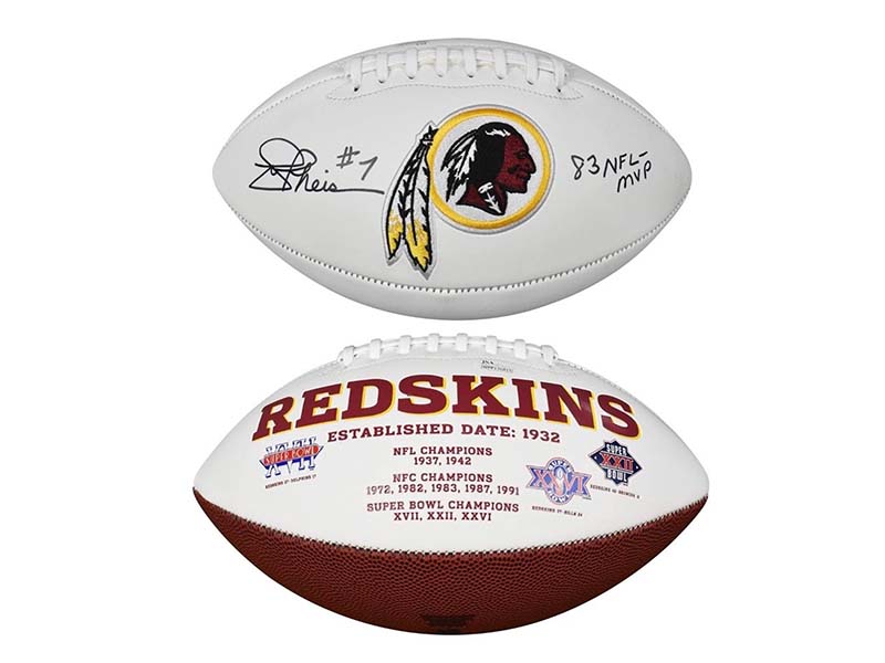 Joe Theismann Signed 83 NFL MVP Inscription Washington Redskins Logo Football (JSA)