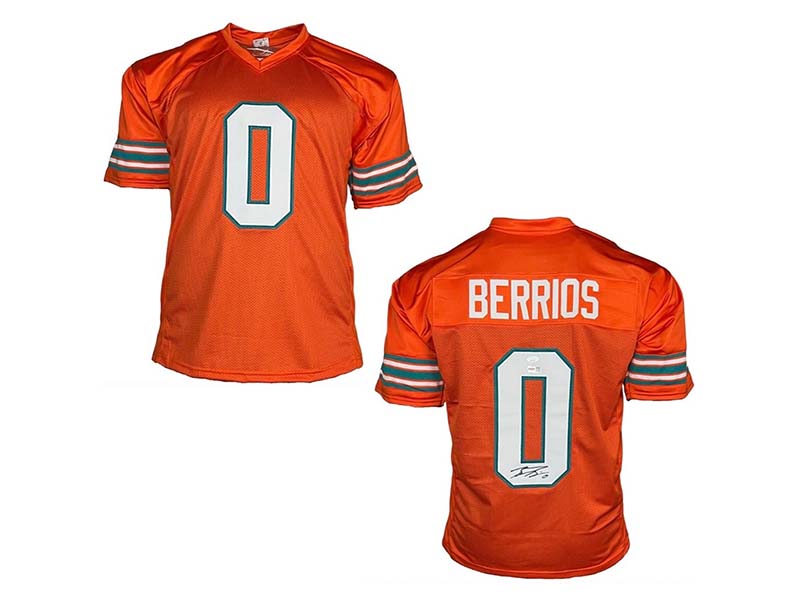 GoldenAutographsLLC Braxton Berrios Autographed Miami Orange Football Jersey JSA