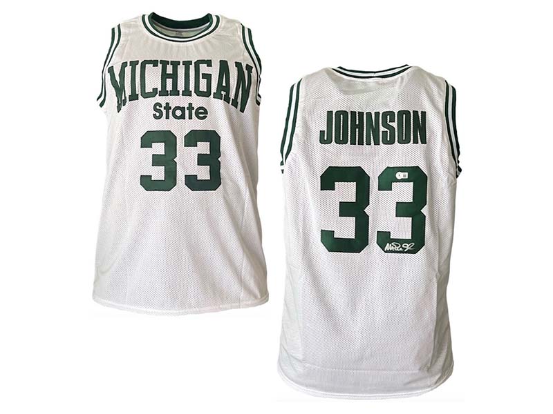 Magic Johnson Autographed College White Basketball Jersey (Beckett)