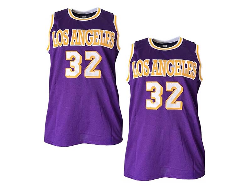 Magic Johnson Autographed Pro Style Purple Basketball Jersey (Beckett)
