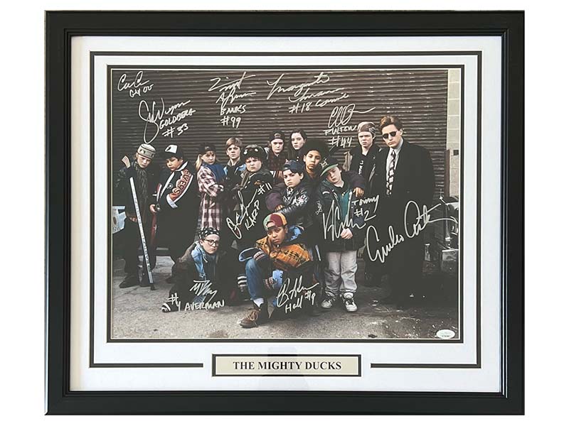 "The Mighty Ducks" 16x20 Signed Framed Photo by 10 Cast members Multiple Insc (JSA)