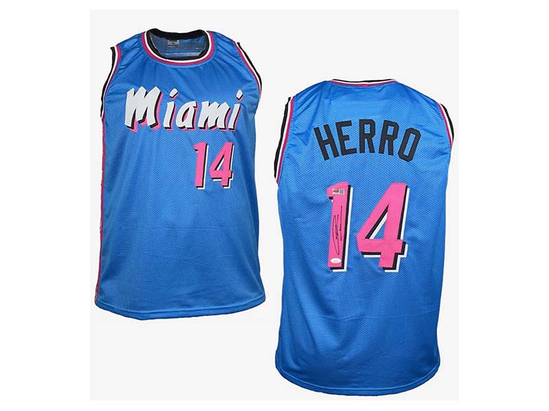Tyler Herro Autographed Pro Style Miami Blue basketball Jersey JSA