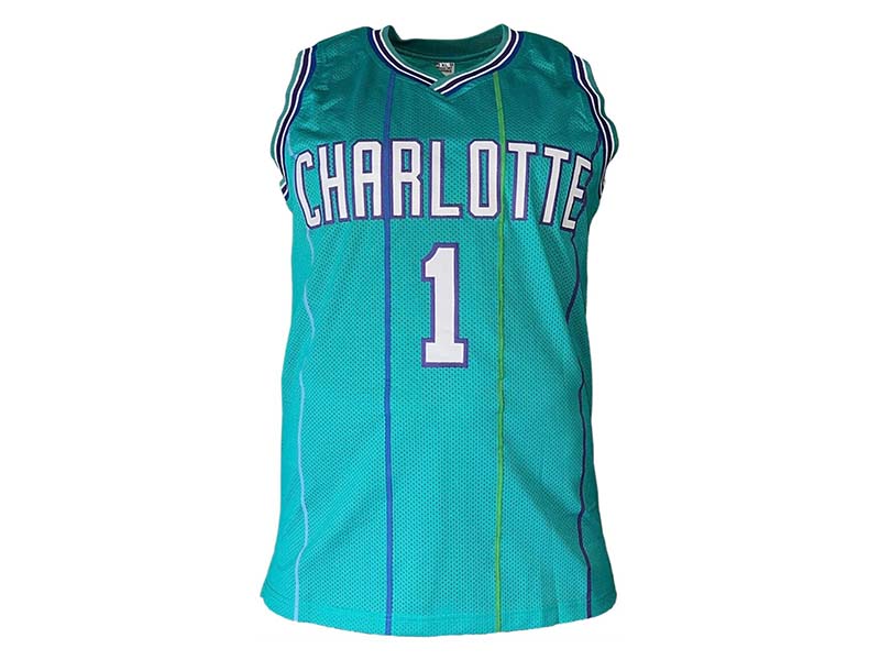 Muggsy Bogues Signed Charlotte Pro Style Teal Basketball Jersey (Beckett)
