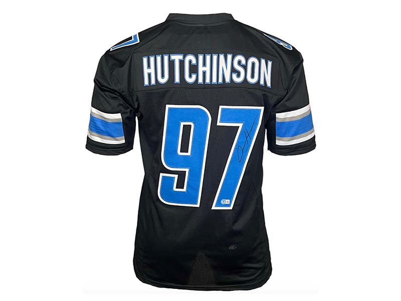 Aidan Hutchinson Signed Custom Black Football Jersey (Beckett)