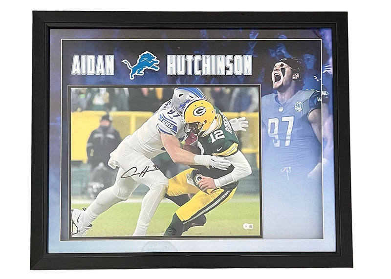 Aidan Hutchinson Signed Detroit Lions 3D Frame Photo LED Lights 33x27  Beckett