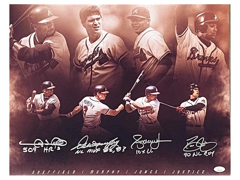 Dale Murphy, Dave justice, Andrew Jones & Gary Sheffield Signed