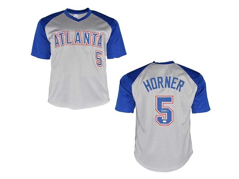 Bob Horner Signed Atlanta Grey Custom Throwback Baseball Jersey (JSA)