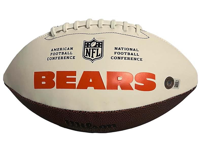 Brian Urlacher Signed Chicago Bears Football Logo HOF 18 Inscription Beckett