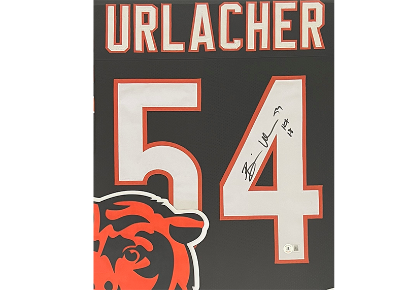 Brian Urlacher Signed HOF 18 Inscription 42x34 Framed Football Jersey Beckett