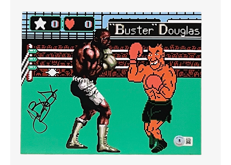 Buster Douglas Signed Mike Tyson Punch Out Boxing Photo Beckett 8x10