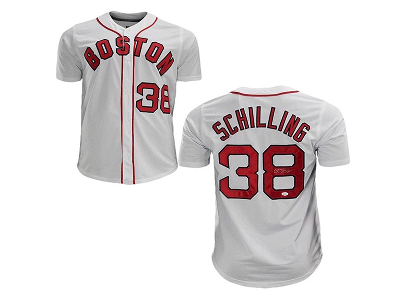 Curt Schilling Signed Boston White Custom Baseball Jersey (JSA)