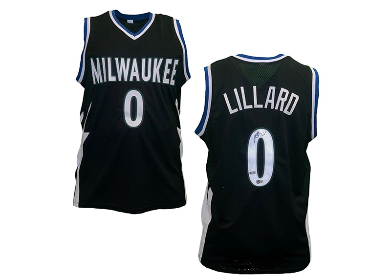 Damian Lillard signed Milwaukee Custom Black Basketball Jersey Beckett