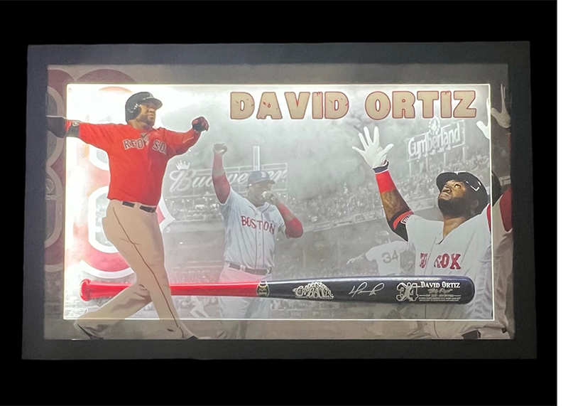 David Ortiz Signed LED 3D Framed Stats Baseball Bat (JSA) 43x27