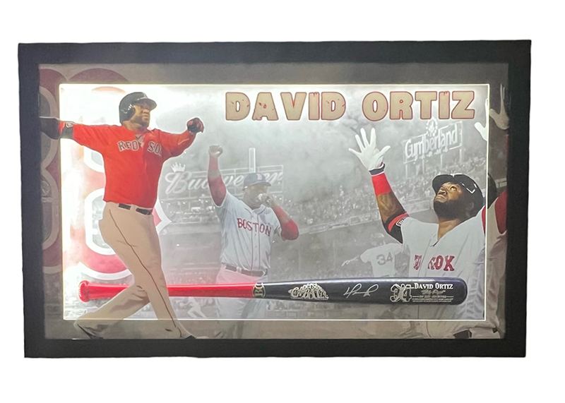 David Ortiz Signed LED 3D Framed Stats Baseball Bat (JSA) 43x27
