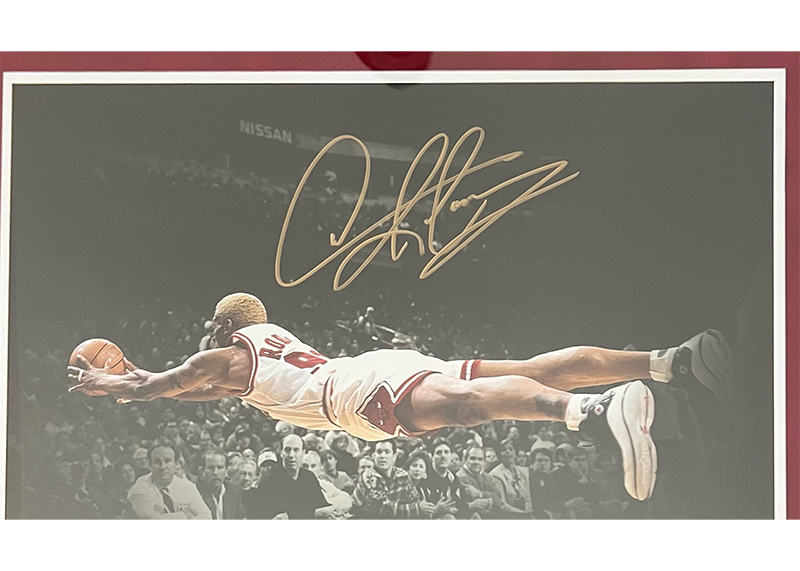 Dennis Rodman Signed Chicago Bulls 28x38 Framed Photo JSA