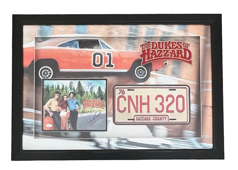 Dukes of Hazzard Signed John Schneider, Tom Wopat & Catherine Bach 3D Frame JSA 33x23
