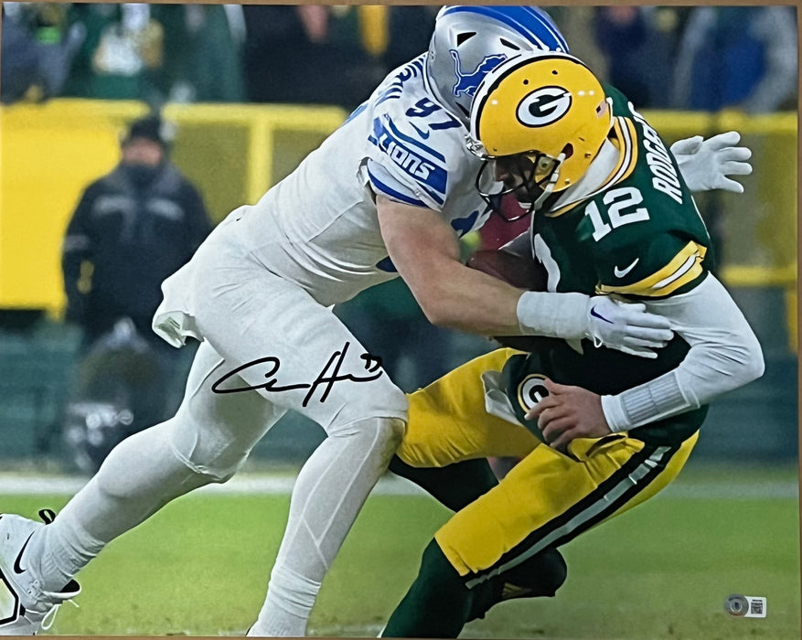 Aidan Hutchinson Autographed Detroit Lions, 16x20 Photo With Aaron Rodgers Beckett