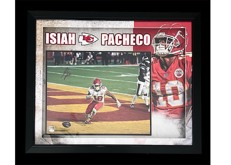 Isiah Pacheco Signed 3D Kansas City Chiefs Frame Photo With LED Lights JSA 33x27