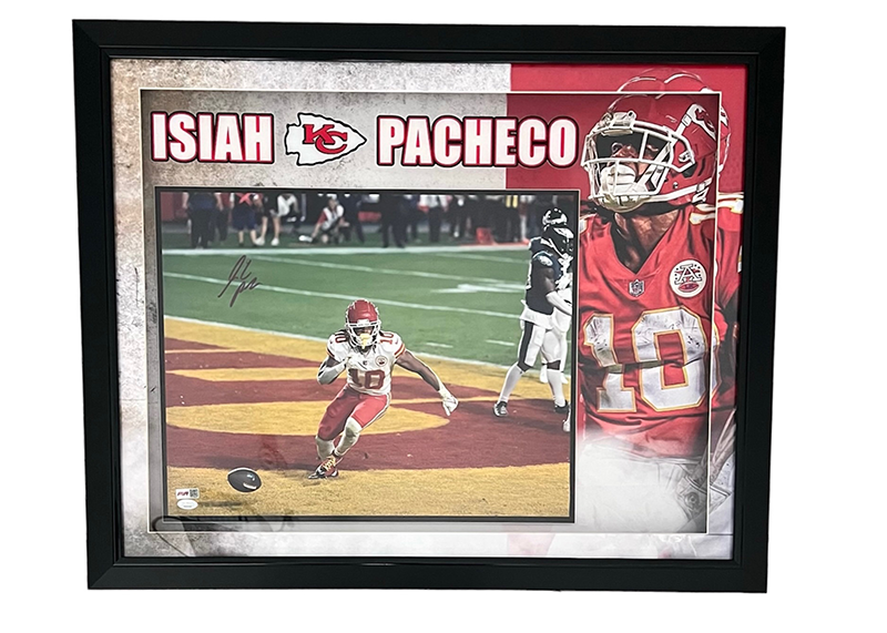 Isiah Pacheco Signed 3D Kansas City Chiefs Frame Photo With LED Lights JSA 33x27