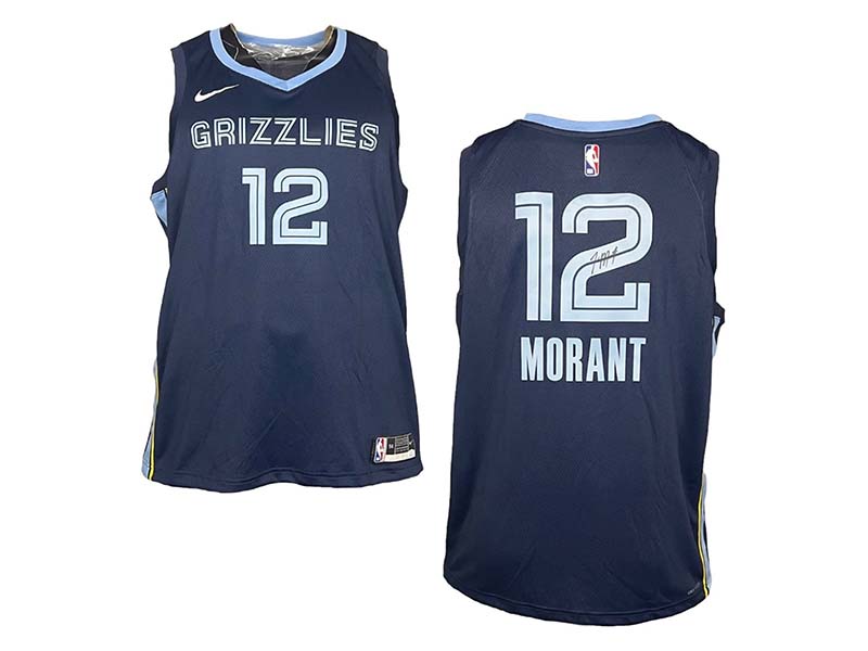 Ja Morant Signed Nike Men's Memphis Grizzlies #12 Navy Swingman Jersey JSA