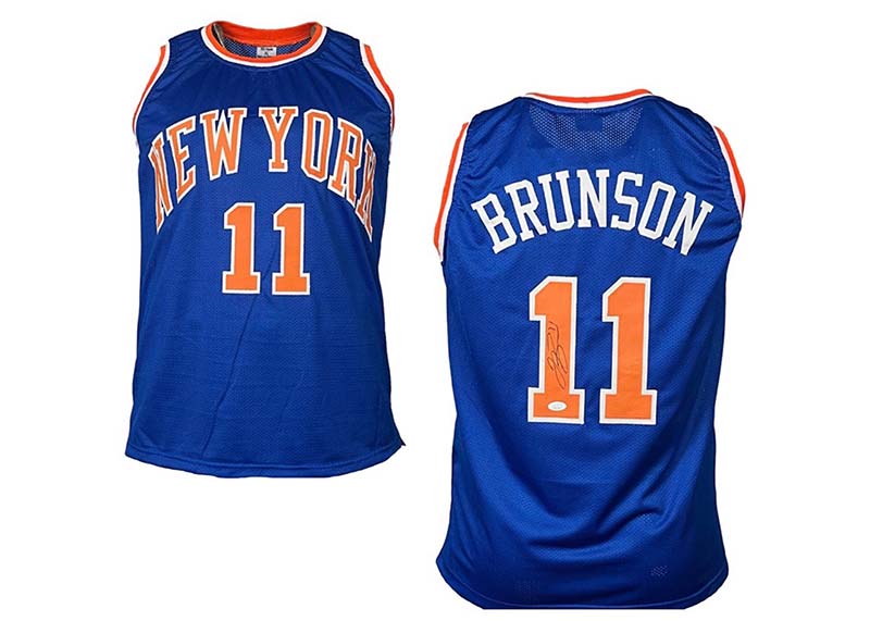 Jalen Brunson Signed Custom New York Blue Basketball Jersey JSA