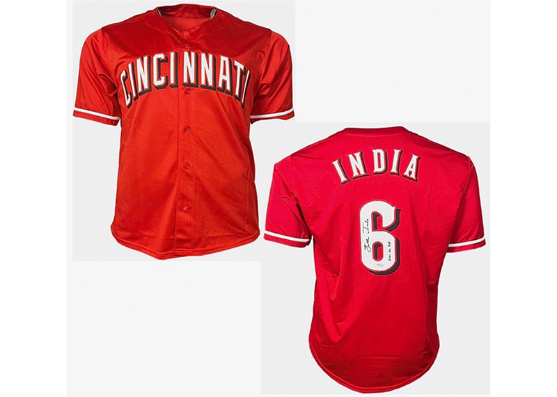 Jonathan India Signed 2021 NL ROY Inscription Custom Cincinnati Red Baseball Jersey PSA