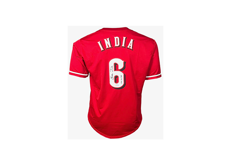 Jonathan India Signed 2021 NL ROY Inscription Custom Cincinnati Red Baseball Jersey PSA