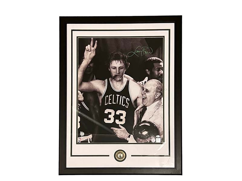 Larry Bird Boston Celtics Autographed 11 x 14 Shooting over