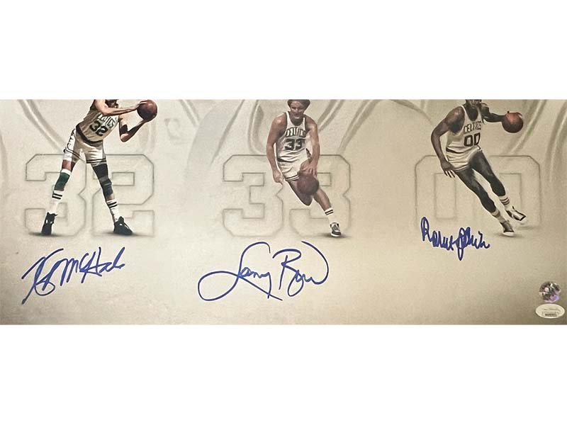 Larry Bird, Kevin Mchale and Robert Parish Boston Celtics Signed 16x20 Photo JSA