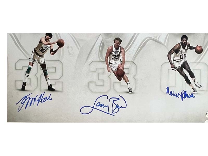 Larry Bird, Kevin Mchale and Robert Parish Boston Celtics Signed 16x20 Framed Photo JSA