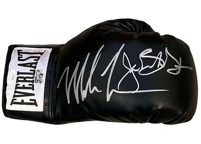 Mike Tyson & Buster Douglas Dual Signed Black Everlast Boxing Glove (JSA)-Mike Tyson