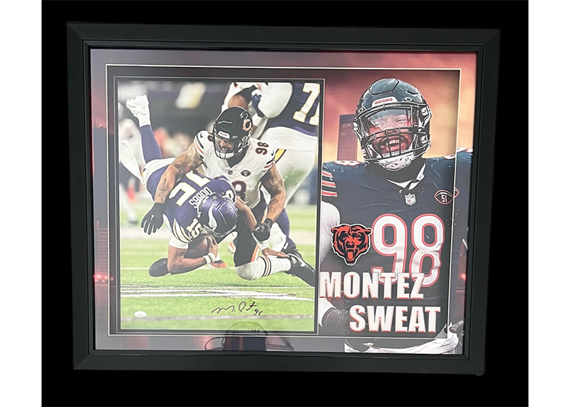 Montez Sweat Signed Chicago Bears 3D LED Lights Framed Photo JSA 33x27
