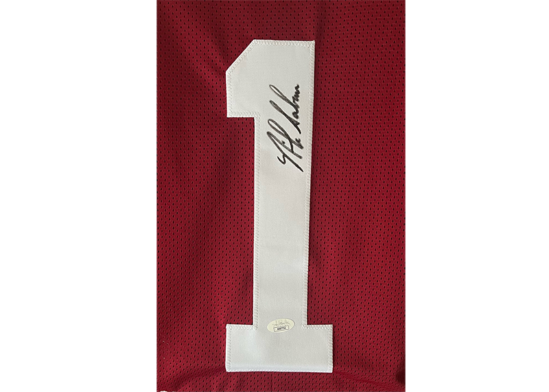 Nick Saban Signed Custom Red College Stats Football Jersey Becket