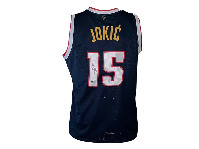 Nikola Jokic Signed Autographed Custom Blue Denver Basketball Jersey Beckett