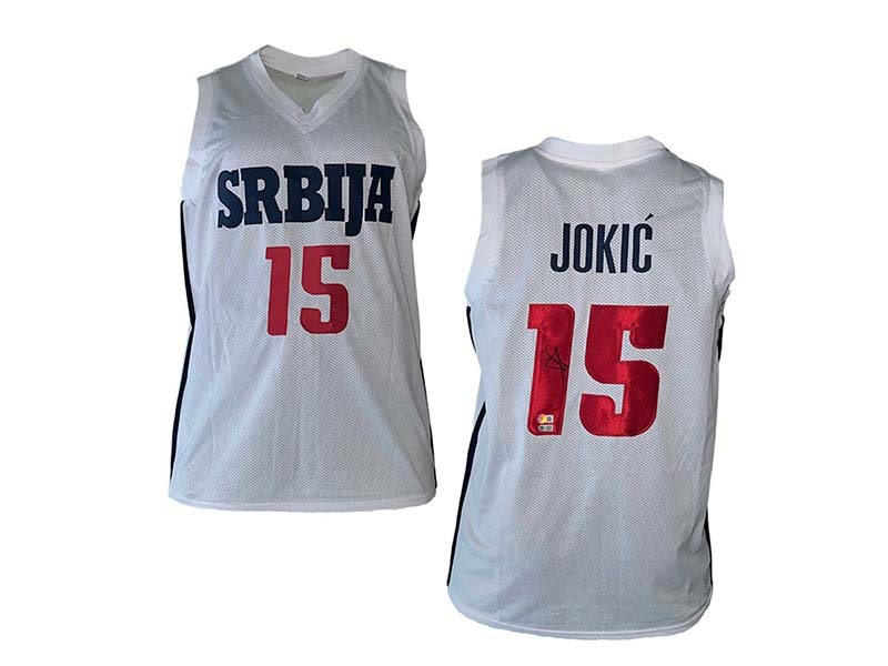 Golden Autographs Nikola Jokic Signed Autographed White Custom Serbia Basketball Jersey Beckett