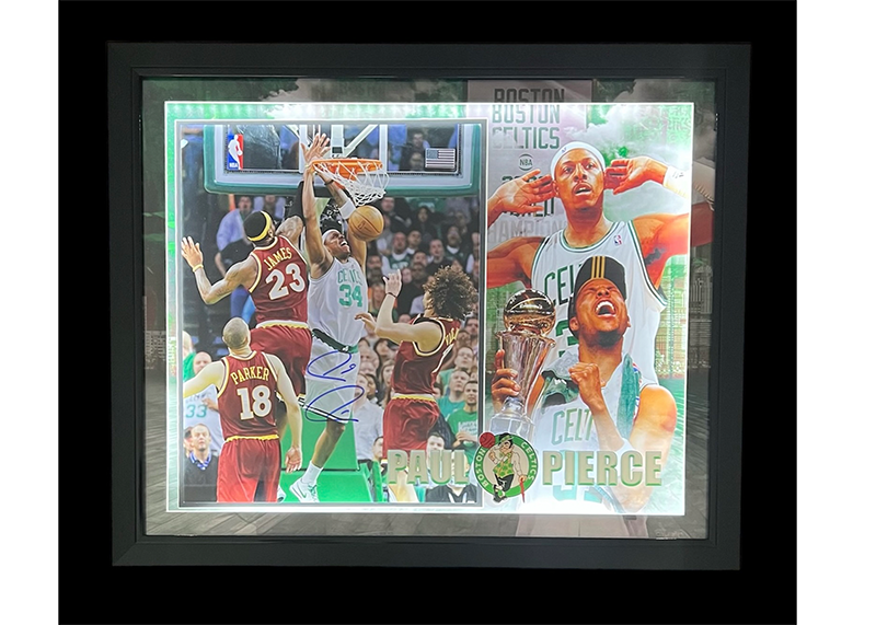 Paul Pierce Signed Boston Celtics Dunk on LeBron Farmer 3D Photo Beckett 33x27