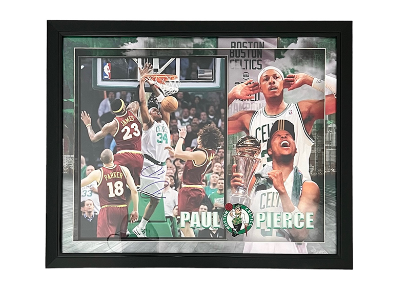 Paul Pierce Signed Boston Celtics Dunk on LeBron Farmer 3D Photo Beckett 33x27