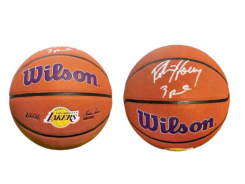 Robert Horry Signed 3-Peat Insc Los Angeles Lakers Wilson Basketball Beckett