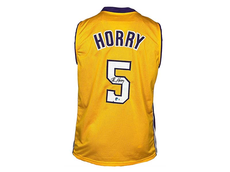 Robert Horry Signed Custom Los Angeles Yellow Basketball Jersey Beckett