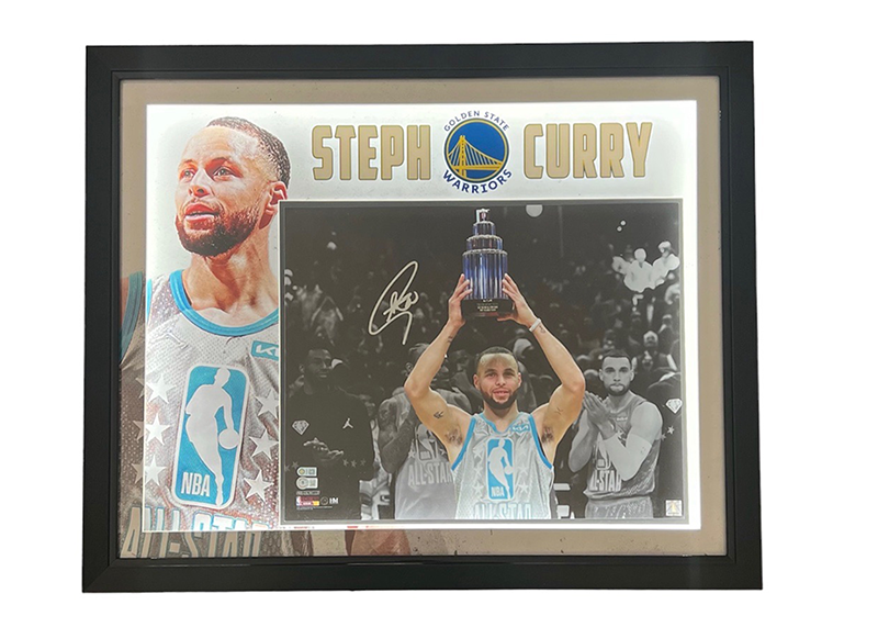 Steph Curry Signed 3D Photo Frame With LED Lights 33x27 Beckett