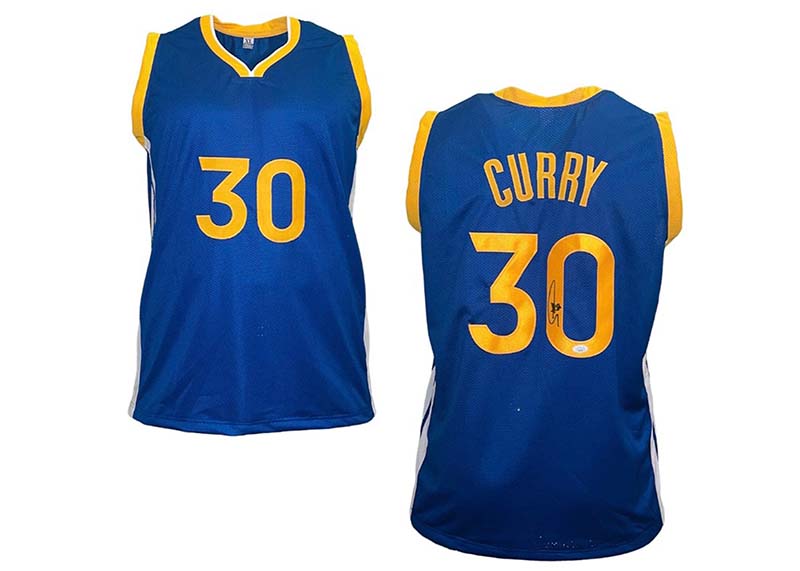 Steph Curry Signed Custom Blue Basketball Jersey JSA