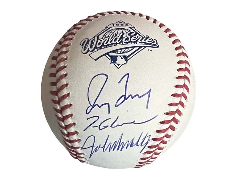 Tom Glavine, Greg Maddux, and John Smoltz Signed Rawlings Official MLB 1995 World Series Baseball (JSA)