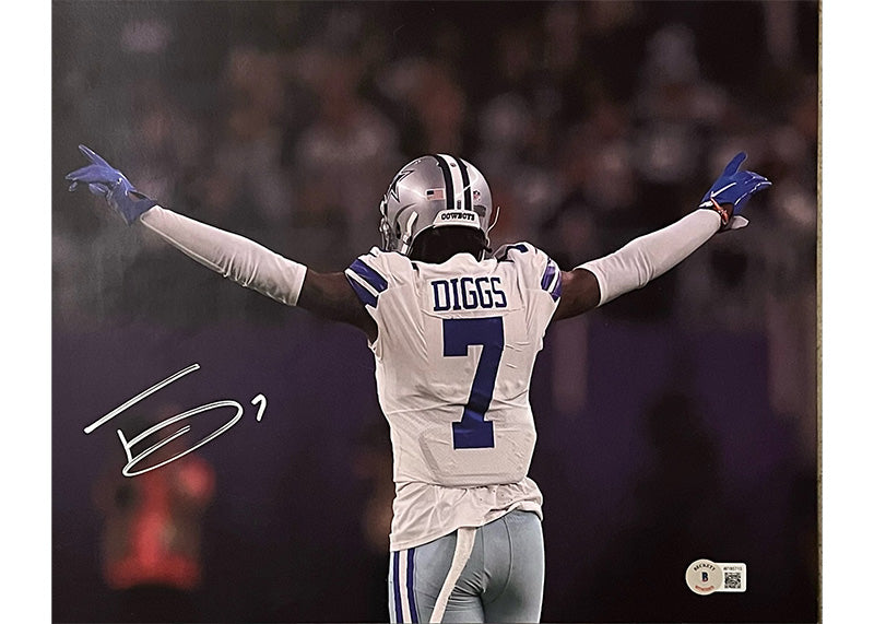Trevon Diggs Signed 11x14 Dallas Cowboys Photo Beckett