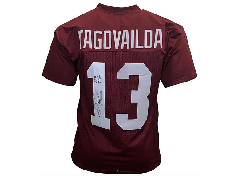 Tua Tagovailoa Signed  Custom Red College Football Jersey (JSA)