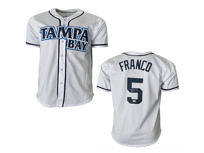 Wander Franco Signed Custom White Tampa Bay Baseball Jersey JSA