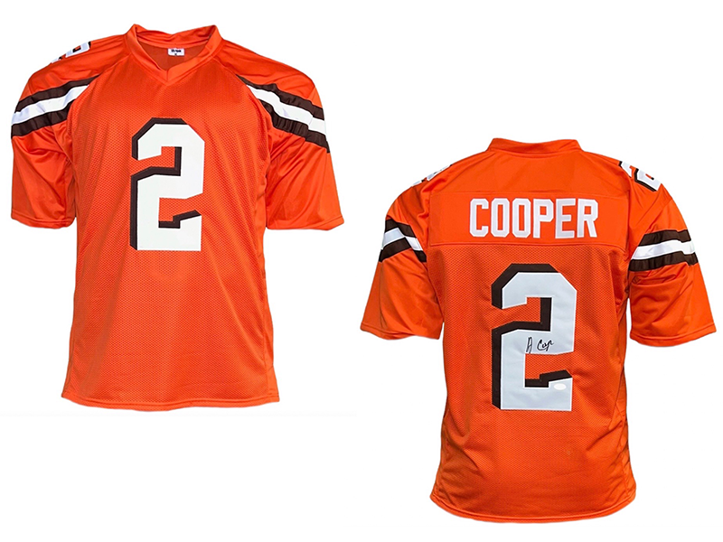 Amari Cooper Autographed Pro Style Orange Football Jersey (JSA)