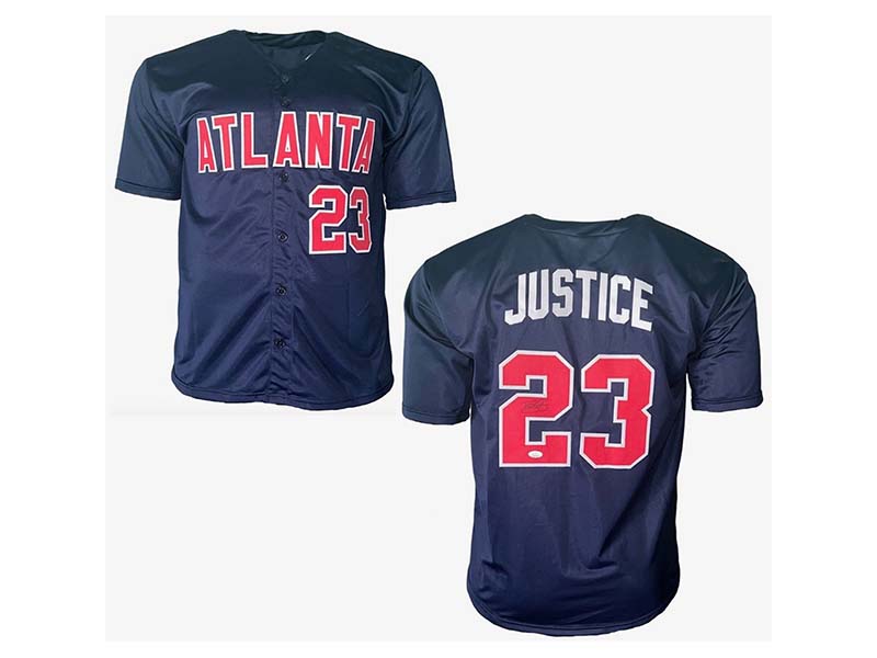 David Justice Autographed Signed Atlanta Blue Baseball Jersey (JSA